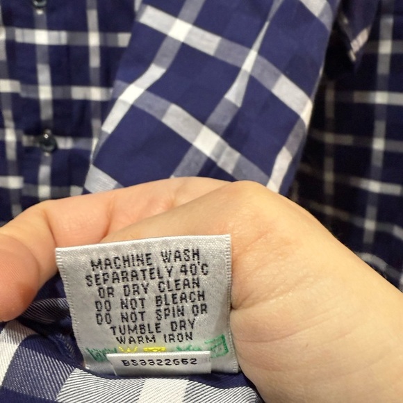 Navy check bugatchi uomo 100% cotton button down see measurements xl - Picture 5 of 11